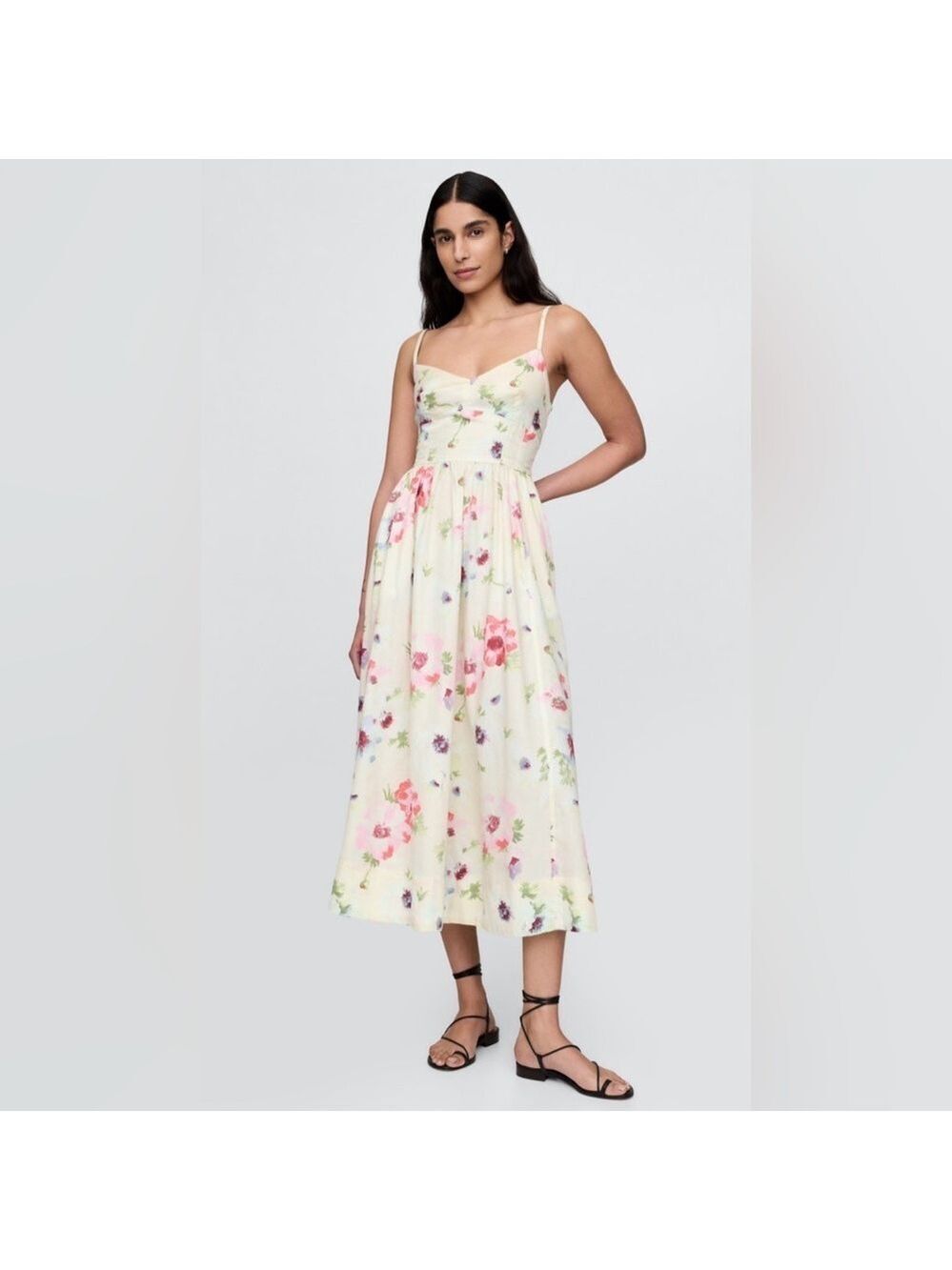 Gap Corset Floral Cami Maxi Dress NWT L Romantic Feminine Summer Wedding Guest